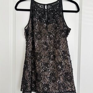 White House Black Market Black Sequin Blouse